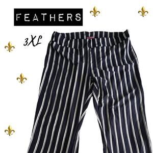 Feathers Navy and White Striped Pants